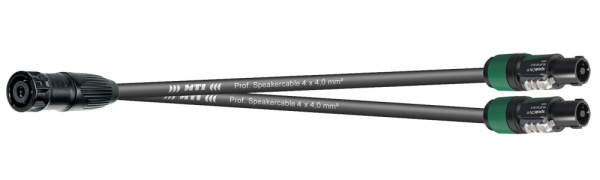 MTI LS-Breakout, 2x4,0 mm², Speakon, 1x 8p.fem. Metall sw./2x Kunstsoff male, 1,0 m
