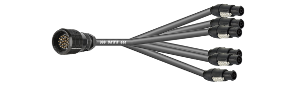 Lastsplitter, 19pol. male mit Überwurf auf 6x PowerCon True 1-TOP, 3x 2,5 mm², 1-6,0 m