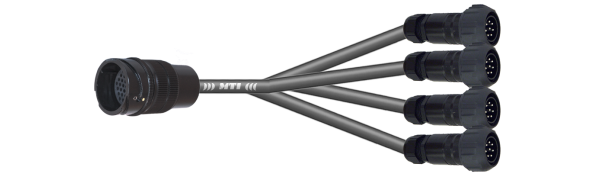 MTI LS-Breakout-Cable,4x 8x 1,5 mm², PACOM 37p.male o.Ü.,4x 8p. fem. m.Ü., 2,0 m