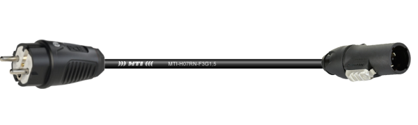 MTI-TITANEX Lastkabel, Schuko St. Gummi franz./belg. Norm/True1-TOP male, 3x 1,5 mm², 1,5 m