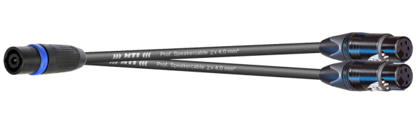 MTI LS-Breakout, 2x 2x 4,0mm², Metall Speakon 1x 4p.fem./2x 4p.male, BAG, 1,5 m
