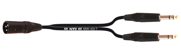 Y-Cable, Neutrik XLR-male 3p. / 2x Klinke 3pol., sw., 0,3 m