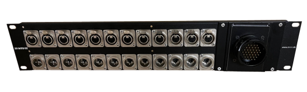 19''-2 HE-Panel, 12x XLR-fem./12x XLR-male, TL37 male, parallel In/Out