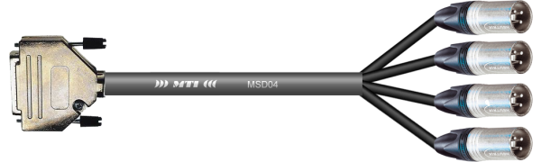 MTI Digital-Loom, 1x D-Sub-male 25p.,4x XLR-male 3pol. Output, 1,0 m