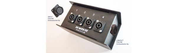 MTI Prof. Tourline Speaker-Splitbox, 1x Input/4x Output, 1x Linkout, schwarz