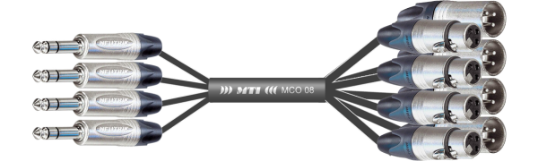 Breakout-Loom, Neutrik 4x Klinke 3p./8x XLR-fem./male