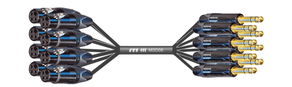 MTI First Class Analog-Loom, XLR-fem. 3p./Klinke 3p. sw. Goldkontakte, 8Ch.