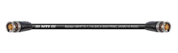 MTI/Belden Video-Cable, 2x BNC 75 Ohm, Goldkontakt, SDI/HDTV/VOLLBILD, sw.