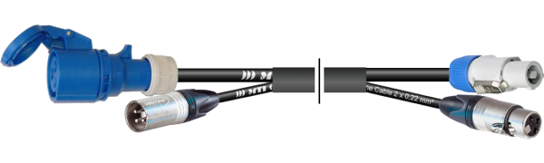 MTI Prof. Kombi-Core 1x CEE 3p.bl./1x XLR-male auf 1x FCB/1x XLR-fem.