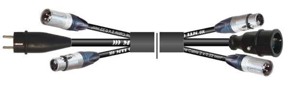 MTI Prof. 2x DMX-Kombi-Core, Schukost. XLR-fem./male 3p., Schukobu. XLR-male/fem. 3p.