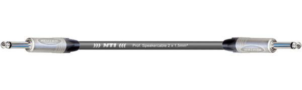 MTI Prof. Speakercable Typ: MLS215-A, Cu: 2x1,5 mm², Litze, OFC Mantel: PVC, cadmium- und bleifrei (RoHS), extrem flexibel, Durchmesser: 6,6 mm Mantelfarbe: anthrazit MTI Stecker: 2 x Klinke (MP2E)
