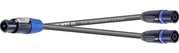 MTI LS-Y-Kanalsplit, Speakon Kunststoff/Metall sw., 4x2,5mm², 0,25 m