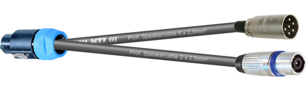MTI LS-Breakout, 1x6x2,5mm²,1x2x2,5mm², Speakon 8p./EP6 male/Speakon 4p.fem., 0,3 m