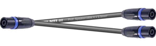 MTI LS-Y-Kanalsplit, 2x 4x2,5mm², Speakon, 3x 4p.fem. Metall sw., 0,5 m