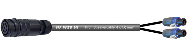 MTI LS-Breakout-Cable, 4x4,0 mm², PACOM 8p.fem. o.Ü., 2x Speakon 4p., 0,7 m