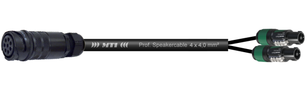 MTI LS-Breakout-Cable, 4x4,0 mm², PACOM 8p.fem. o.Ü., 2x Speakon 4p., 0,7 m