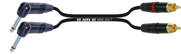 MTI Twinline, 2x W.-Klinke 2p./Cinch gold