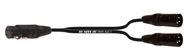 Y-Cable, 1x XLR-fem./ 2x XLR-male 3p.