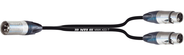 Y-Cable, Neutrik XLR-male 3p. / 2x fem.