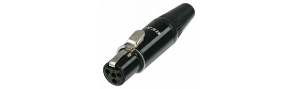 REAN Mini-XLR 4-pol. Kabelbuchse, Metall, schwarz, Goldkontakte