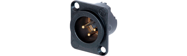 Neutrik XLR-3p.,Einbaustecker,Goldkte.,D-Serie, schwarz