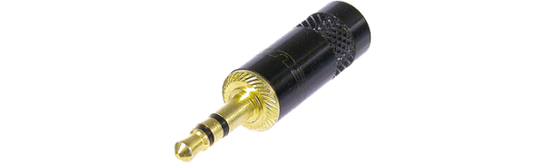 REAN Miniklinken-Stecker 3,5 mm 3-pol., Goldkontakt, schwarz