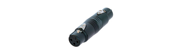 Neutrik Adapter, XLR 3p. XLR 3p. fem./fem., schwarz, Goldkte.