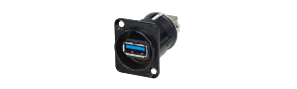Neutrik USB-Einbau-Durchgangsverbinder,schwarz, 3.0 D-Serie