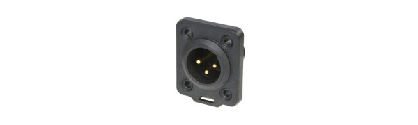 Neutrik XLR-3p.,Einbaustecker Goldkte.,D-Serie, schwarz IP65/UL50E