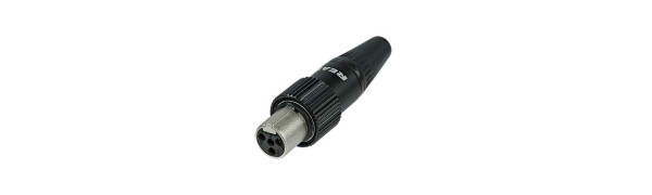 REAN Mini-XLR 4-pol. Kabelbuchse, Metall, sw, Goldk., Schraub-Ü.-Mutter