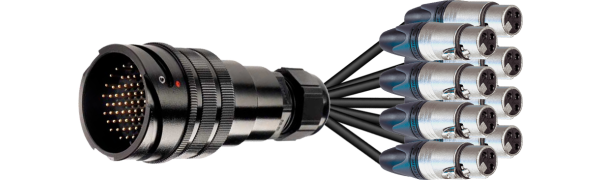 Spliss-Adapter, 8x XLR-female 3pol., TL25 male o.Ü., 1,0 m