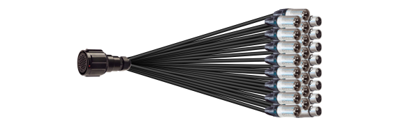 Breakout-Adapter TL85 fem./ Ü.-Mutter, 16x XLR male/8x XLR-fem.3pol., 0,7 m