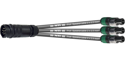 MTI LS-Breakout-Cable, 1x 4x2,5/2x 2x2,5 mm², PACOM 8p.male o.Ü., 3x Speakon 4p.