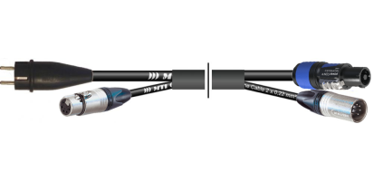 MTI Prof. DMX-Kombi-Core 1x Powercon bl./1x XLR 5p.-fem., 1x Schuko St.-VG/1x XLR 5p.-male