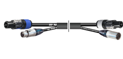 MTI Prof. DMX-Kombi-Core 1x Powercon bl./1x XLR 5p.-fem., 1x Powercon gr./1x XLR 5p.-male