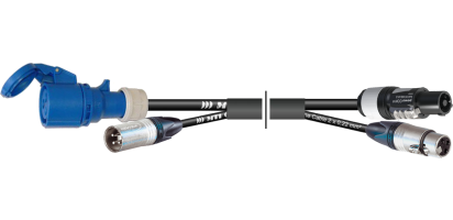 MTI Prof. Kombi-Core 1x CEE 3p.bl./1x XLR-male auf 1x FCB/1x XLR-fem.