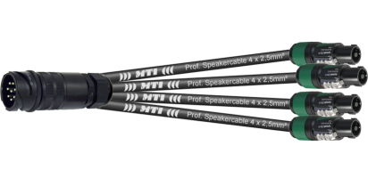 MTI LS-Breakout-Cable, 4x 2x2,5 mm², PACOM 8p.male o.Ü., 4x Speakon 4p., 3,0 m