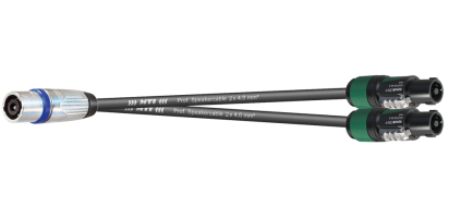 MTI LS-Y-Kanalsplit, 2x2x 4,0mm², Speakon 1x 4p.Metall fem./2x 4p.male, 0,7 m