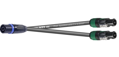 MTI LS-Y-Adapter, 2x2x2,5mm², Metall-Speakon fem. 4p. auf 2x NL4FX, 2,5 m