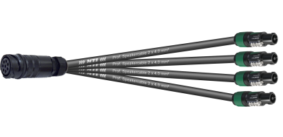 MTI LS-Breakout-Cable, 4x 2x4 mm², PACOM 8p.fem.o.Ü., 4x Speakon 4p.