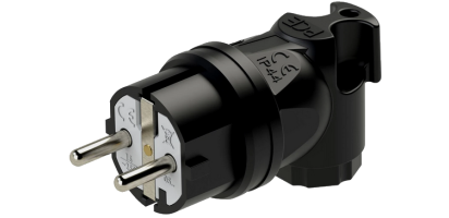 MTI-Winkel-Schuko-Stecker, Gummi, schwarz, 250 V, IP44