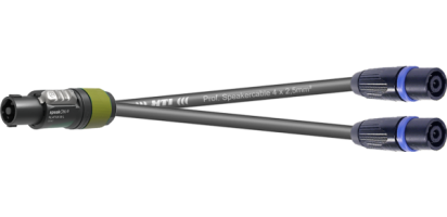 MTI LS-Y-Kanalsplit, Speakon Kunststoff XXL-4/Metall sw., 4x2,5mm², 0,25 m