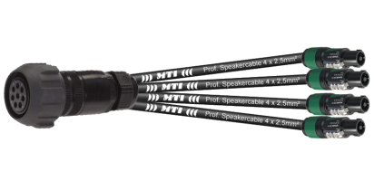 MTI LS-Breakout-Cable, 4x 2x2,5 mm², PACOM 8p.female m.Ü., 4x Speakon 4p., 0,7 m