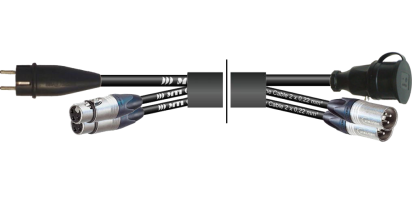 MTI Prof. Kombi-Core Schuko-Bu./2x XLR-male, Schuko-St./ 2x XLR-fem.