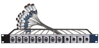 MTI 19''-1HE-Panel, 8x XLR-fem./4x male 3p. , 12Ch., 2,0 m