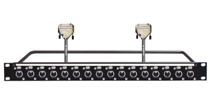 MTI 19''-1HE-Panel, 16x XLR-fem. 3p./2x D-Sub 25p. male, 2x 8Ch., 0,7 m