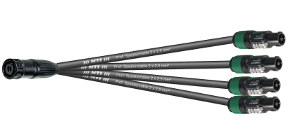 MTI LS-Breakout, 4x 2x2,5mm², Speakon, 1x 8p.fem. Metall, sw./4x male