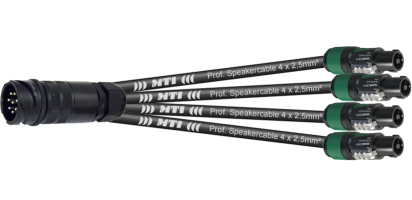 MTI LS-Breakout-Cable, 4x2x2,5 mm², PACOM 8p.male o.Ü., 4x Speakon 4p., 0,7 m