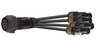 MTI LS-Breakout-Cable, 4x 2x 4,0 mm², PACOM 8p.fem. m.Ü., 4x Speakon 2p., 1,5 m