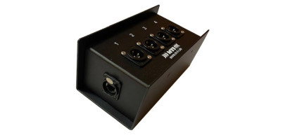 MTI ETHERNET/DMX-Splitbox 2x Neutrik CAT5e/ 4x XLR-3p. male., schwarz, Link Out